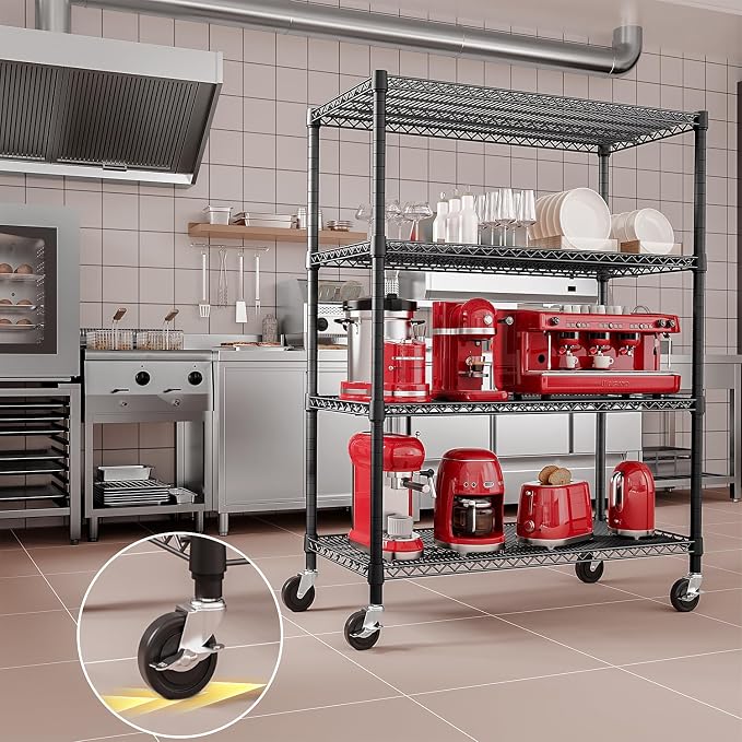 IZEUK Garage Shelving Wide Storage Shelves 4 Tier Metal Shelves 3200 LBS Heavy Duty Adjustable Utility Shelf Rack Black 23.6" D x 53.1" W x 73.6" H - Image 6