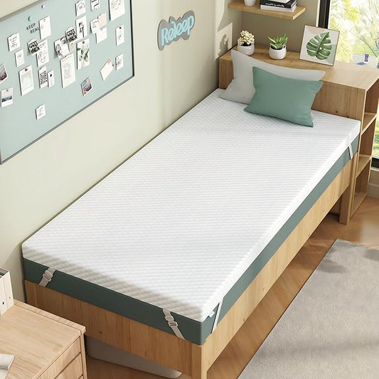 3 Inch Twin XL Gel Mattress Topper for College Dorm, Cooling Firm Bed Topper for Pressure Relief, Orthopedic Support Mattress Topper with Non-Slip Washable Cover, CertiPUR-US Dorm Bed
