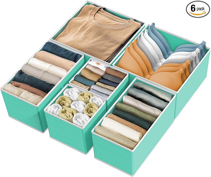 Simple Houseware Underwear Drawer Organizer for Lingerie/Undergarment/Bra/Panty/Sock/Onesie, Set of 6, Turquoise by SimpleHouseware