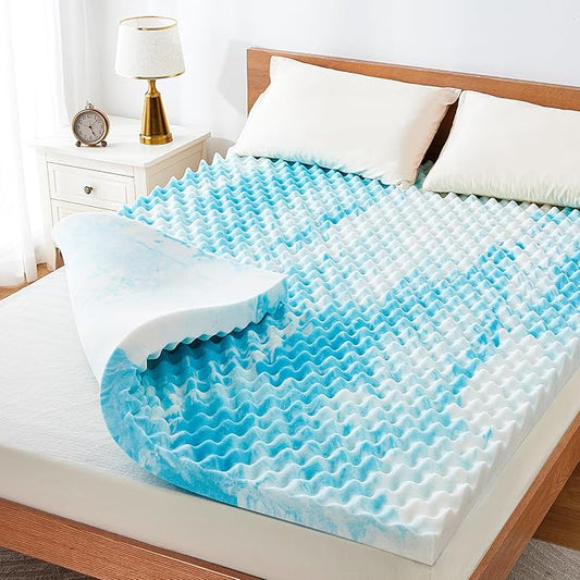 Marsail Full Size 3-inch Egg Crate Memory Foam, Mattress Topper with Infused Cooling Gel for Sleeper Sofa, RV, Camper, CertiPUR-US Certified