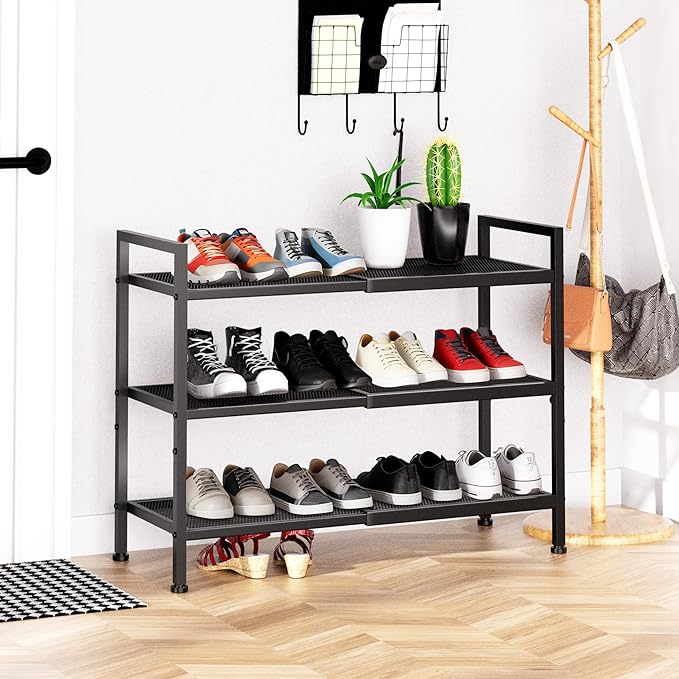 3 Tier Shoe Rack, Expandable Shoe Rack for Closet, Adjustable Shoe Organizer for Entryway, Shoe Storage Organizer for Door Entrance, Garage, Bedroom - Image 6