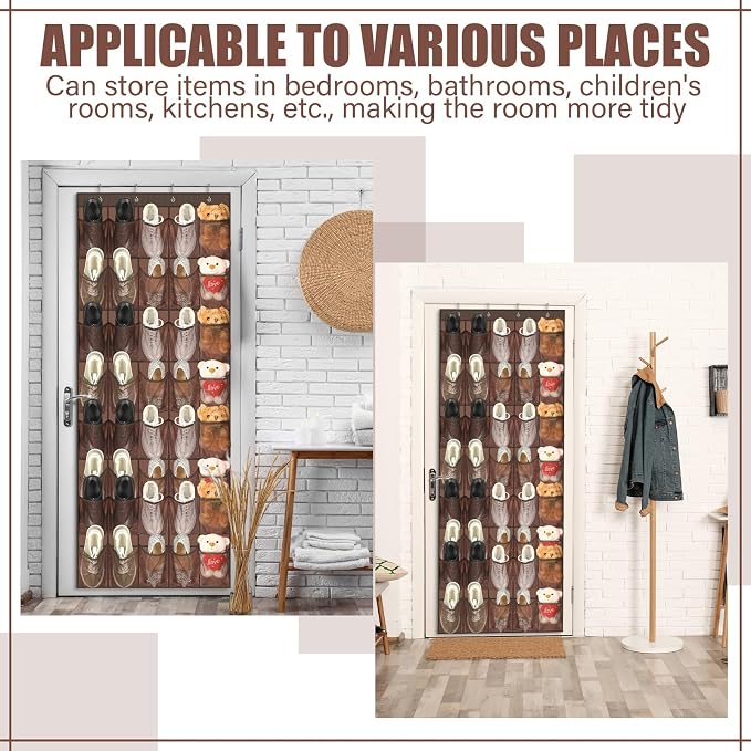 Windyun 40 Over the Door Shoe Organizer Large Breathable Mesh Pockets Hanging Shoe Rack for Closet Brown Behind Door Hanger Storage Holder Nonslip Hooks for Women Men Entryway Bedroom Utility Room - Image 6