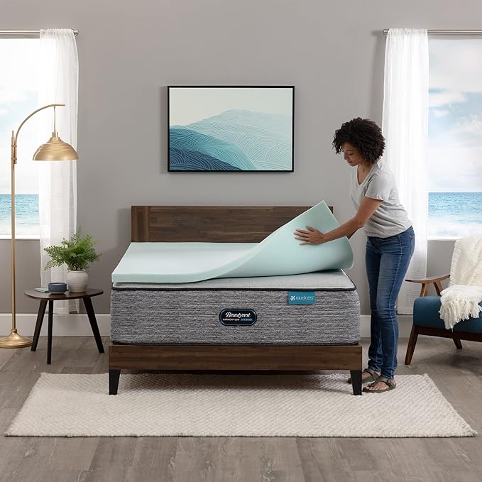 Beautyrest Thermagel Deluxe Cooling Pressure-Relieving Memory Foam Mattress Topper, Twin , 2-Inch, Blue