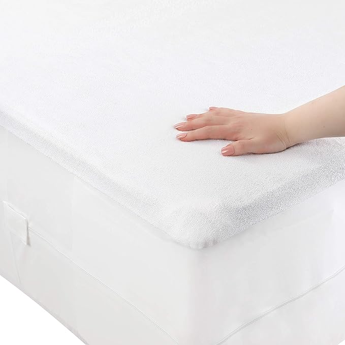Masirs Zippered Mattress Encasement - Waterproof, Breathable, Noiseless, Machine Washable, Soft Terry Top for Comfortable Night Sleep. (Cal-King)