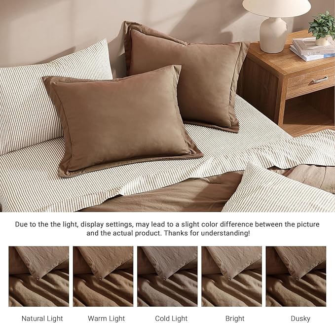 Monbix Full Size Comforter Set - 7 Pieces Brown Prewashed Bed in a Bag Full Bedding Sets with Comforters, All Seasons Ultra Soft Comforter Bed Set with Sheets,Pillowcases & Shams