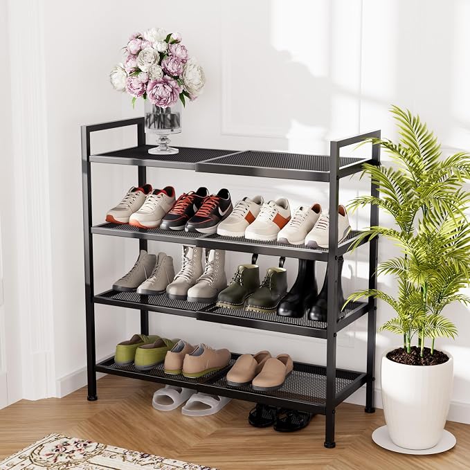 4 Tier Shoe Rack, Expandable Shoe Rack for Closet, Adjustable Shoe Organizer for Entryway, Shoe Storage Organizer for Door Entrance, Garage, Bedroom - Image 7
