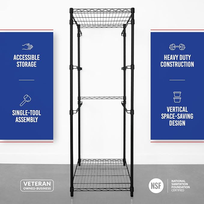 SafeRacks 5-Tier Steel Tote Rack - Maximize Space, Declutter, Organization, NSF Certified, Bin Storage for Garage, Pantry, Kitchen, Workspace, 5 Shelves, 31″ x 23″ x 68″, Black - Image 7