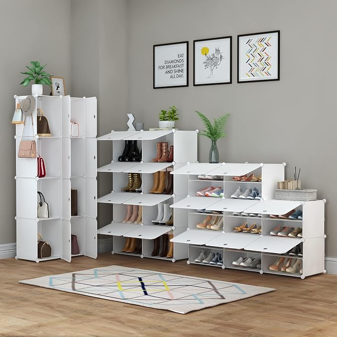HOMIDEC Shoe Rack, 8 Tier Shoe Storage Cabinet 32 Pair Plastic Shoe Shelves Organizer for Closet Hallway Bedroom Entryway | 32 Pair, Shoe Shelves, Organizer, for Closet - Image 4