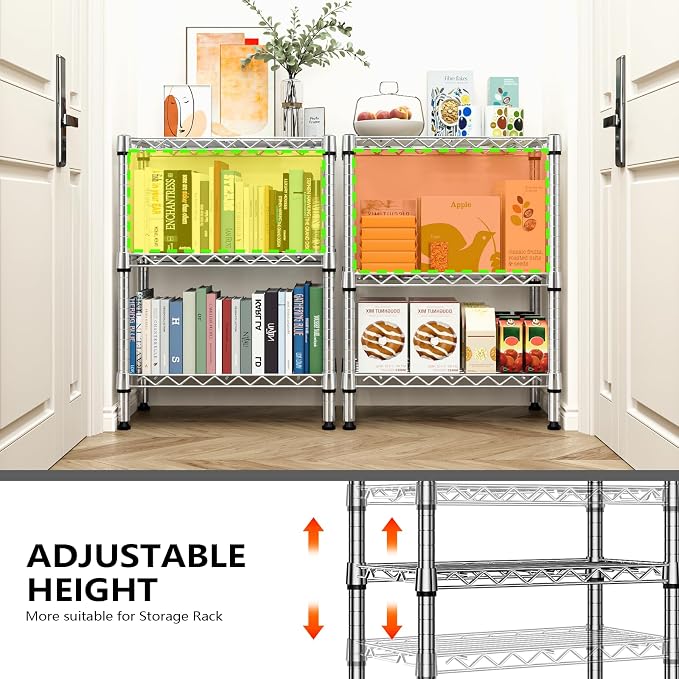 M MZG 750 lbs 3 Tier Shelf Metal Storage Shelves Wire Rack Closet Organizers with PP Board for Garage Kitchen Bathroom Laundry Chrome 11.8" D x 21.7" W x 28.6" H - Image 6