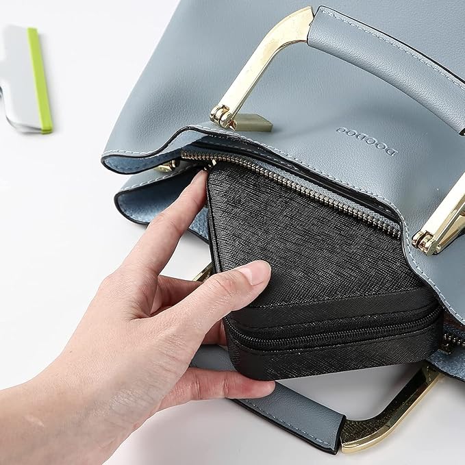 Neveika Portable Travel Mini Jewelry Box Leather Jewellery Ring Organizer Case Storage Gift Box Girls Women (4pcs black). - Image 3