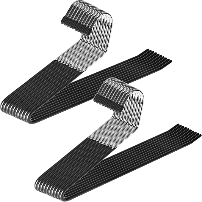 Zober Pants Hangers Non Slip - Open Ended Pants and Jean Hangers for Closet - Space Saving Clothes Hanger - Strong, Durable, Metal Pant Hangers (Black) by ZOBER