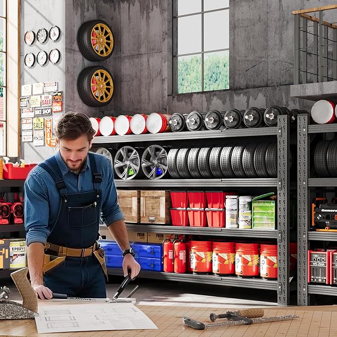 48" W Metal Storage Shelves Heavy Duty, 3000LBS Garage Shelving Units, 4 Tier Tall Metal Shelving, 24" Deep Steel Shelf Rack , Adjustable Utility Standing Shelf for Warehouse/Shop 48"W x 24"D x 70"H - Image 3