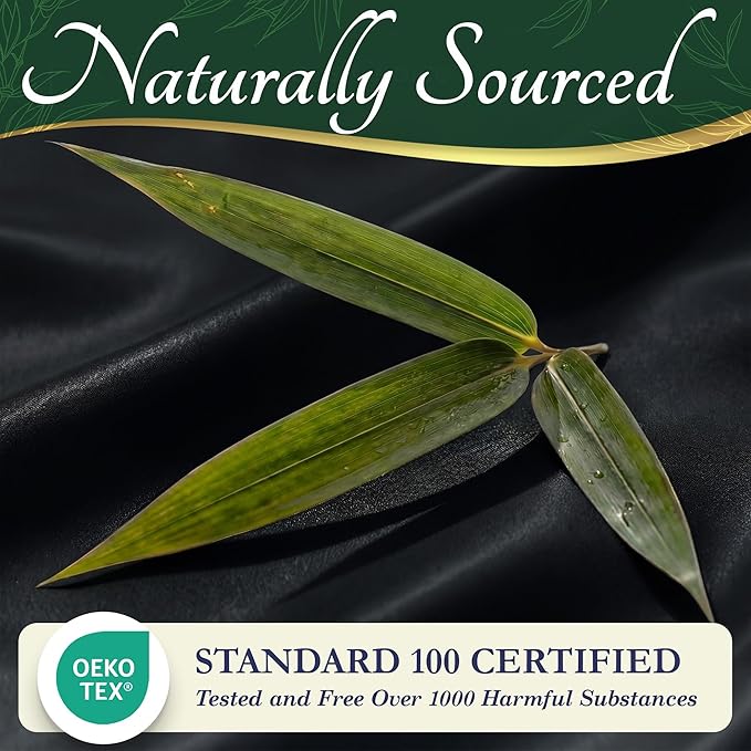 DECOLURE 100% Viscose Derived from Bamboo Sheets Queen Size - Luxury 6 Pc Naturally Cooling Sheets, Ultra Soft Bed Set - Deep 17" Pockets, Durable Double Stitching, Oeko Tex Standard (Black)