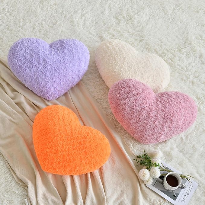 Heart Pillow, Soft Heart Shaped Pillow with Room Decorative Throw Pillows for Bed Couch Chair Sofa, Heart Shaped Cute Throw Pillow Cushion for Bedroom Living Room (Orange, Mini 12.9" x 9.8")