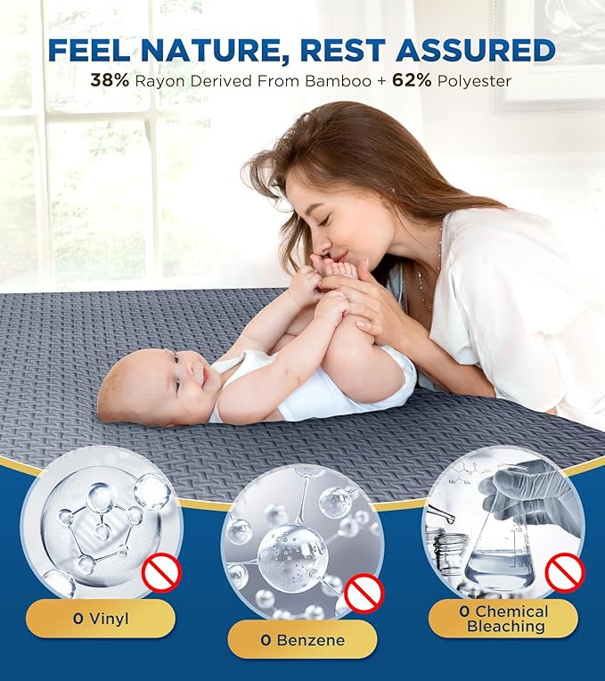 Premium 100% Waterproof Cal King Mattress Protector, Breathable Cooling 3D Air Fabric Mattress Cover, Hypoallergenic Noiseless Bed Cover Vinyl Free, 8-21'' Deep Pocket (Gray)