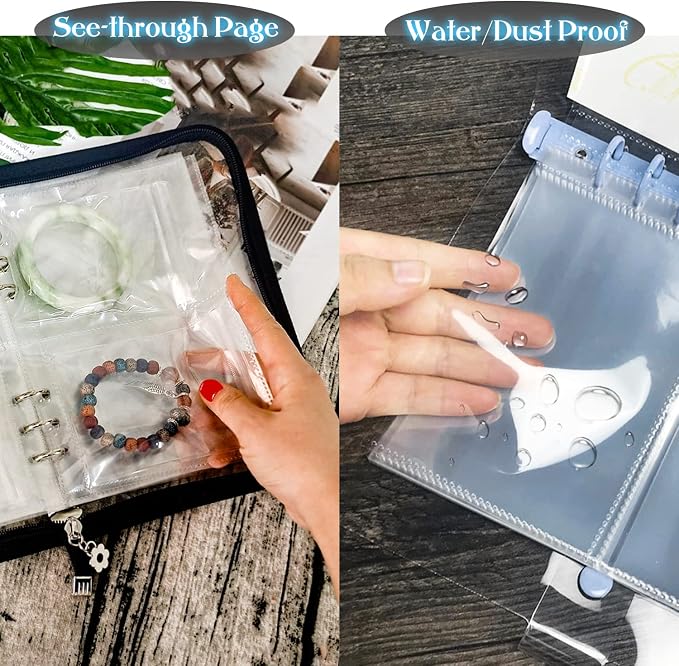 Clear Double-Sided Refill Inner Pages for Transparent Jewelry Storage Book 6 Ring Binder, 24 Sheets 96 Pockets - Image 5