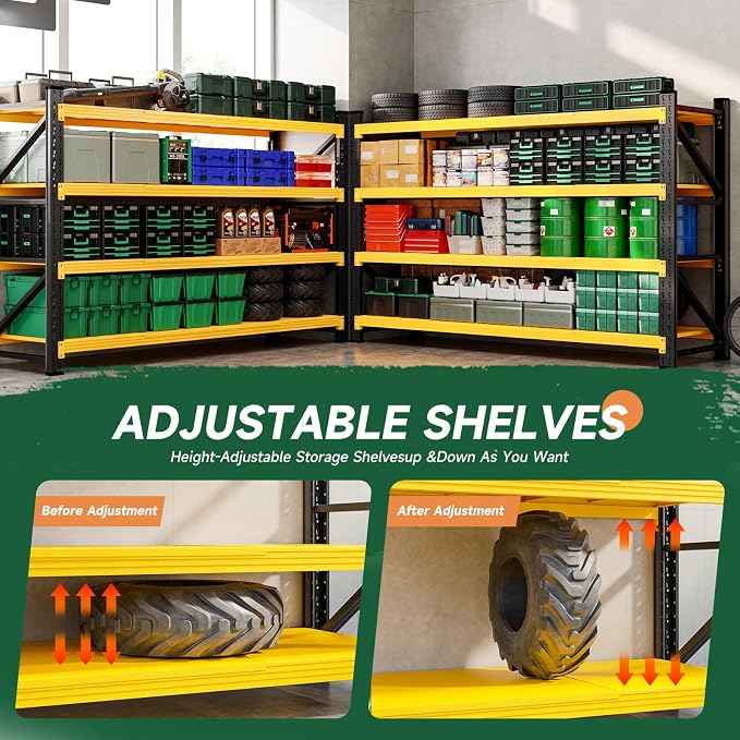 Letaya 71.3" W Metal Storage Shelves,5000LBS Heavy Duty Garage Shelving Units, 4 Tier Adjustable Utility Rack Shelf,Large Industrial Shelves,for Shop,Warehouse,Basement (71.3" W x 24" D x 70" H) - Image 4