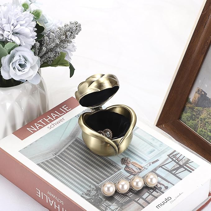 Hipiwe Rose Shape Vintage Jewelry Box Small Trinket Box Metal Ring Holder Box Treasure Chest Decorative Keepsake Organizer Box for jewelry,Gift for Women,Large - Image 8