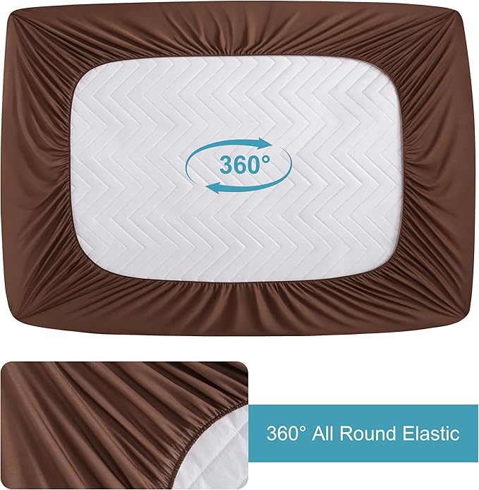 Quilted Waterproof Mattress Protector - King Size 15" Deep Pocket Fitted Sheet, Ultra-Soft Breathable and Machine Washable Mattress Pad Cover - Coffee