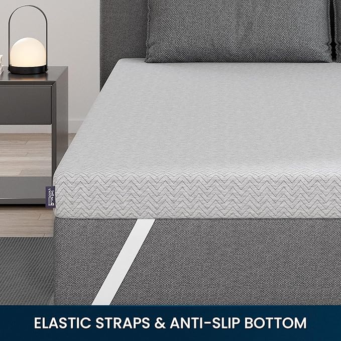 BedStory Extra Firm Mattress Topper 3 Inch King Size, Extra Firm Foam Bed Topper for Pain Relief, Copper Gel Bamboo Charcoal Green Tea Cooling Pad with Cover, CertiPUR-US Certified, No Odor