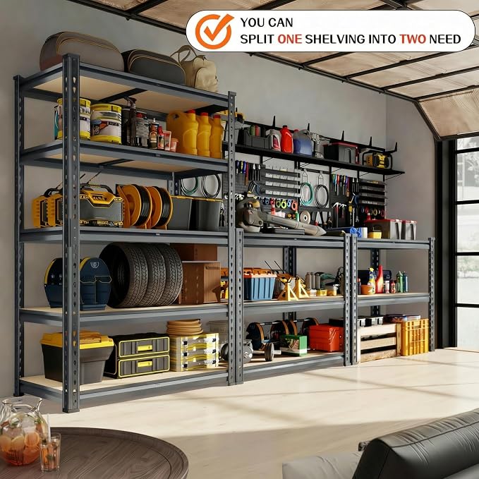 Garage Shelving Heavy Duty, 2450LBS Metal Storage Shelves 5 Tier, Adjustable Shelving Unit 36" W x 16" D x 72" H, Boltless Garage Storage Rack for Garage Basement, Pantry, Warehouse 1Pcs - Image 2