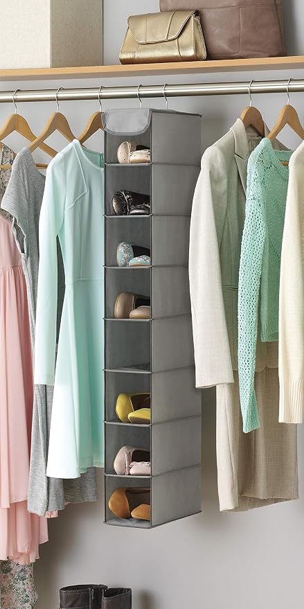 Whitmor Hanging Shoe Shelves - 8 Section - Closet Organizer - Grey - Image 2