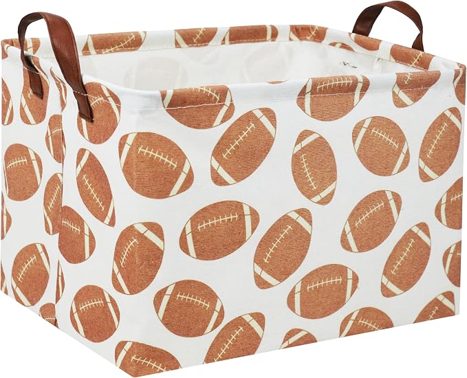 Rectangular Football Basket Kids Storage Basket Baby Boy Basket Kids Storage Bin Organizer Box Boys Room Decor for Home(Football) by DDBASKET