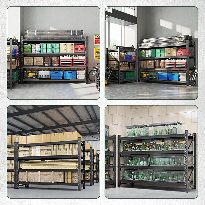 Letaya 68" W Storage Shelves Heavy Duty, 7000LBS Garage Shelving Units, 4 Tier Adjustable Utility Rack Shelf,Large Metal Industrial Shelves,for Shop,Warehouse,Basement,Black (68" W x 24" D x 64" H) - Image 6