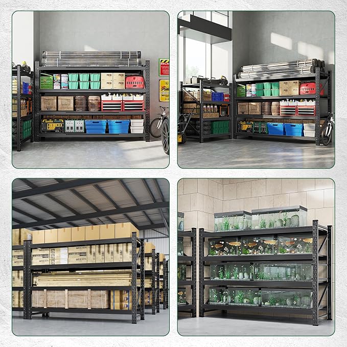 Letaya 4000LBS Storage Shelves Heavy Duty,60" W Garage Shelving Units, 4 Tier Adjustable Utility Rack Shelf,Large Metal Industrial Shelves,for Shop,Warehouse,Basement,Black (60" W x 24" D x 70" H) - Image 6