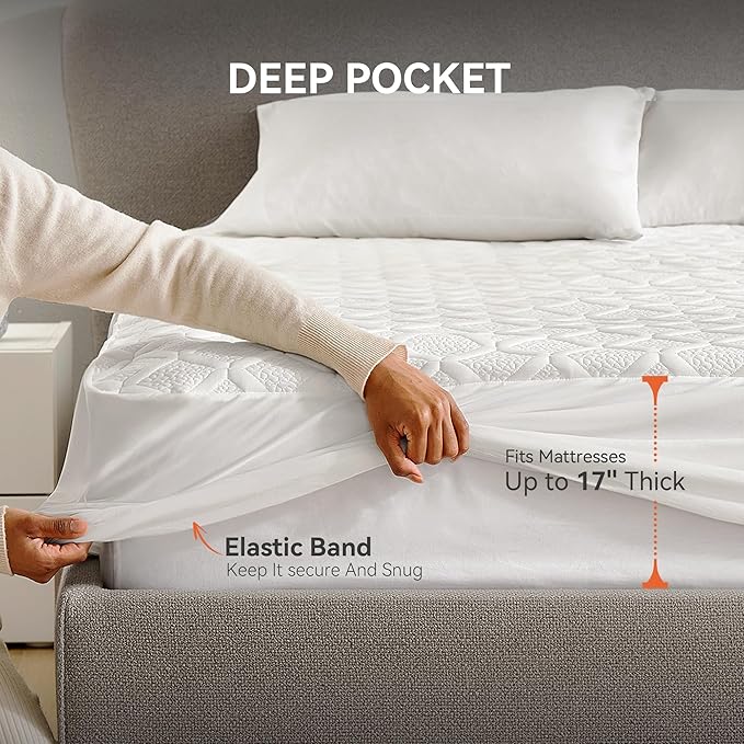 Heated Mattress Pad Full Size with Single Control, Electric Mattress Cover with 6 Heat Settings, 1-10 Hour Selectable Auto Shut-Off, 17" Deep Pocket, Washable, Soft Quilted Top