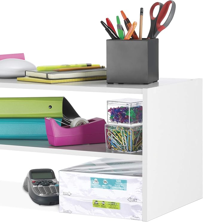 Whitmor Stackable 31" Extra Wide 2-Shelf Storage Organizer, White - Image 6