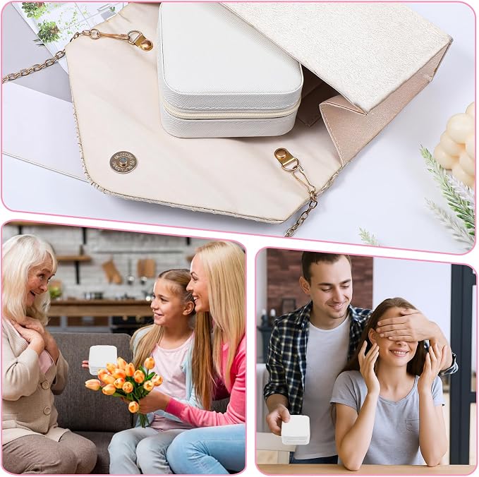 12pcs Mini Travel Jewelry Case,White Bridesmaids Proposal Small Jewelry Box Mini Jewelry Organizer,Small PU Leather Portable Storage Box for Rings,Earrings,Necklaces,Pendants,Bracelets - Image 4