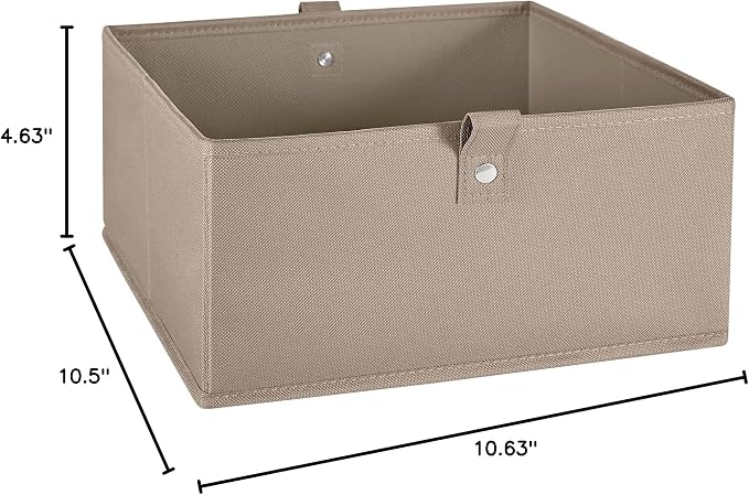 RiverRidge Kids 6pc Folding Storage Bins Set - 10.5”W x 5”H Fabric Boxes with Handles for Closet Organizer & Storage - Taupe Cube Storage Organizer for Toys, Clothes & Crafts - Fits RiverRidge Shelve - Image 8