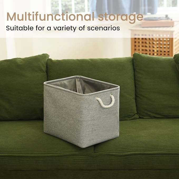 Large Storage Baskets- 16x12x12 inch Storage Bins for Shelves and Closet Organizing, Foldable Fabric Bin for Home Organization Clothes and Laundry (1-Pack, Gray) - Image 6