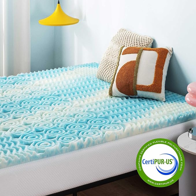 Best Price Mattress 3 Inch 5-Zone Swirl Gel Aerobreeze Foam Mattress Topper, CertiPUR-US Certified, Dorm Essentials, Full