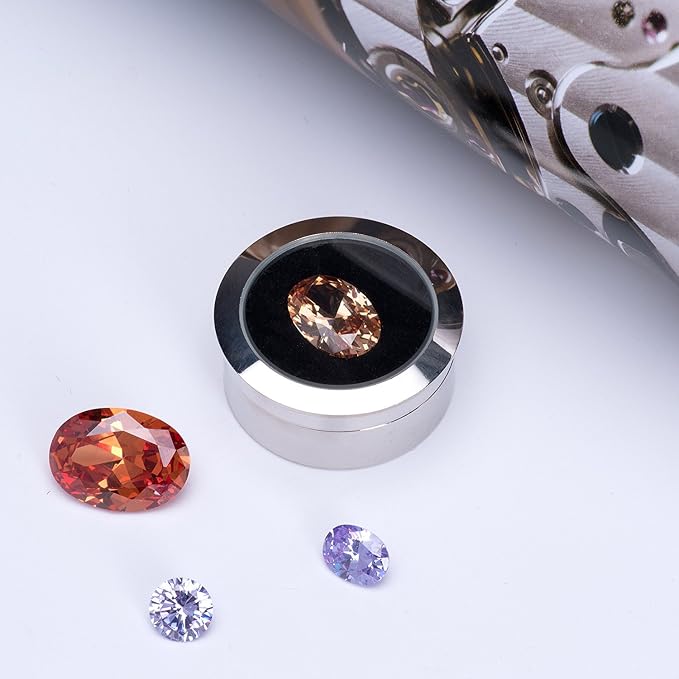 Mini Diameter 1.3 inch Loose Diamond or Gemstone Display Box Case Holder Show Container Metal (Silver- 1.3x0.5) - Image 5