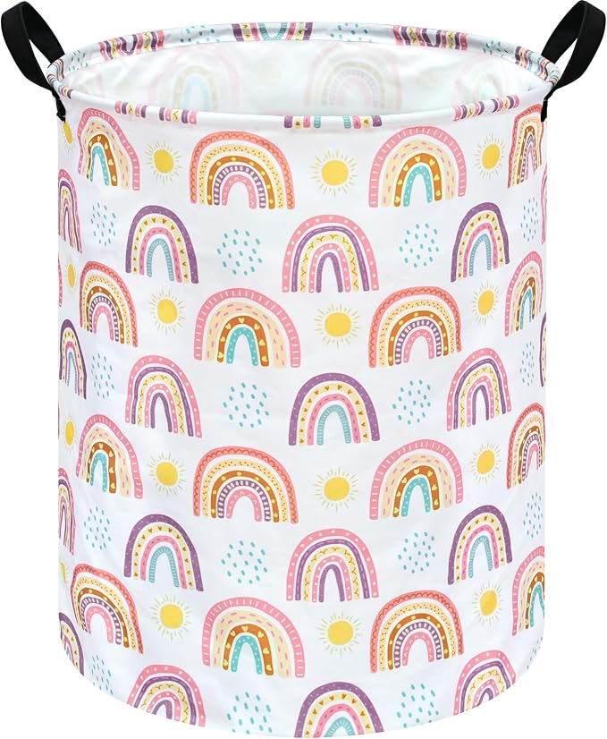 MAIZMZ Kids Rainbow Hamper Laundry Basket Storage Bins Gift Organizer Clothes Toy Box Large Canvas Collapsible Chest for Home/Dorm/Kitchen/Pet/Office/Closet/Shelf/Room Decor by Unknown