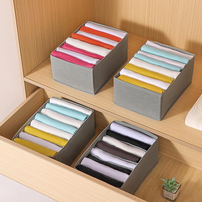 Coorganisers4 Packs T-shirt Drawer Organizers for Clothing,8 Grids Compartment Wardrobe Storage Box, Clothes Organizer for Folded Clothes, T-shirt, Legging-12.59''x9.05''x5.9 - Image 5
