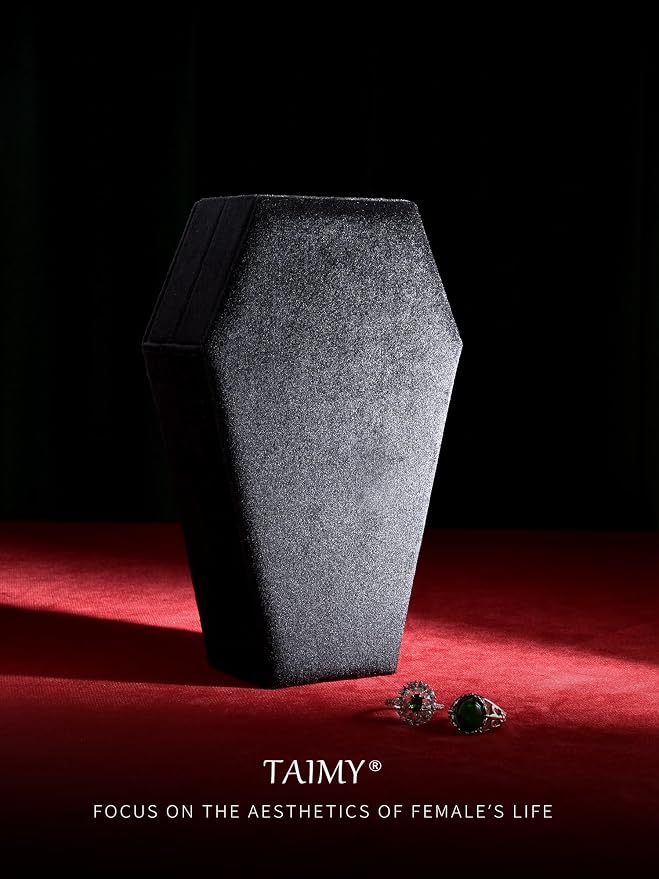 TAIMY Coffin Jewelry Box, Mini Coffin Shaped Gothic Jewelry Case, Plush Velvet Small Jewelry Organizer for Earrings Rings Necklaces Bracelets(Black-Red) - Image 6
