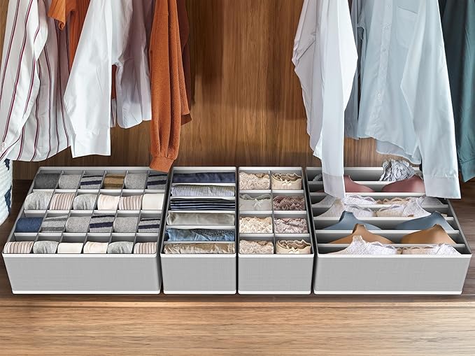 Simple Houseware Closet Underwear Organizer Drawer Divider Assorted 7 Pieces, Gray - Image 8