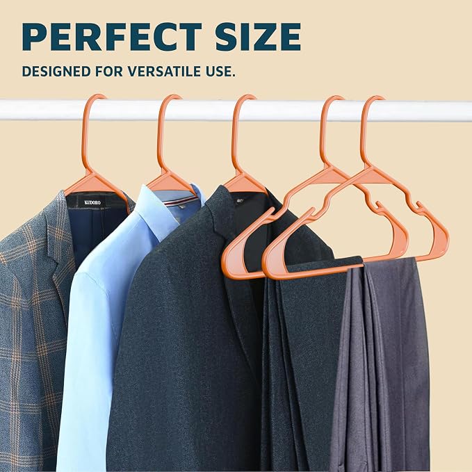Lifemaster Plastic Clothes Hangers – Heavy Duty Hanger Set, for Organizing Clothes, Dresses, and Coat, Holds Up to 5 lbs, Space-Saving Hangers with Non-Slip Shoulder Grooves, Pack of 5, Orange - Image 10