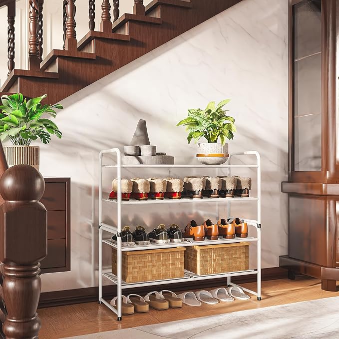 SUFAUY 2-Tier 33" Wide Shoe Rack, Closet Metal Wire, Stackable, White - Image 5