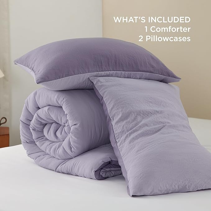 Bedsure King Comforter Set, Dark Gray Soft Prewashed Bedding for All Seasons, 3 Pieces GentleSoft™ Bed Set, 1 Lightweight Comforter (104"x90") and 2 Pillowcases (20"x36")