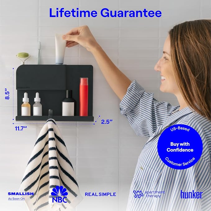 WallShelfie Bedside Wall Organizer & Dorm Decor - Dorm Room Essential, Floating Bedside Shelf Wall Mount Organizer, Remote Control Holder, Cool Teen Girls Trendy Stuff, Room Organization (Black) - Image 6