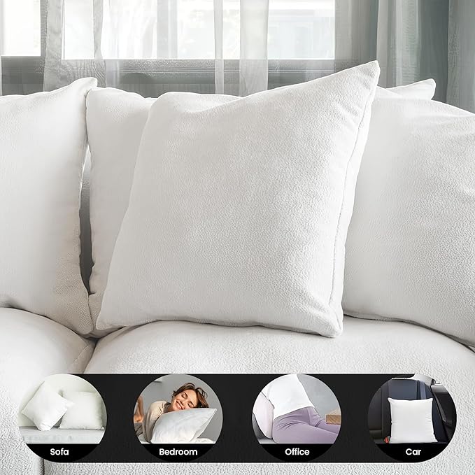 Foamily Throw Pillow Insert 20x20 (Set of 4) Premium Decorative Pillows for Couch, Bed & Living Room, Soft Fluffy Throw Pillows for Couch, Pillow Inserts for Home Decor