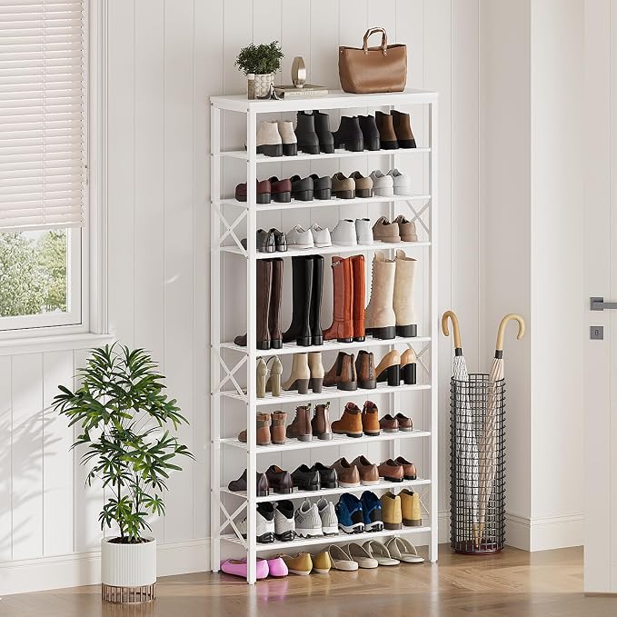 YATINEY 10 Tier Shoe Rack, Large Capacity Shoe Storage Organizer Holds 40 Pairs, Sturdy and Stable, for Entryway, Hallway, Closet, Dorm Room, White SS10WW - Image 2