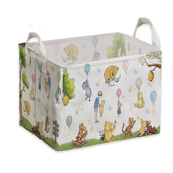 Winnie Basket,the Pooh baby Stuff,Winnie Nursery Decor Laundry Hamper With A Waterproof PECoating, Foldable, Bathroom and Bedroom SetClothes ,Toys Bin, Baby Nursery Hamper Decor by ZsaTuiy