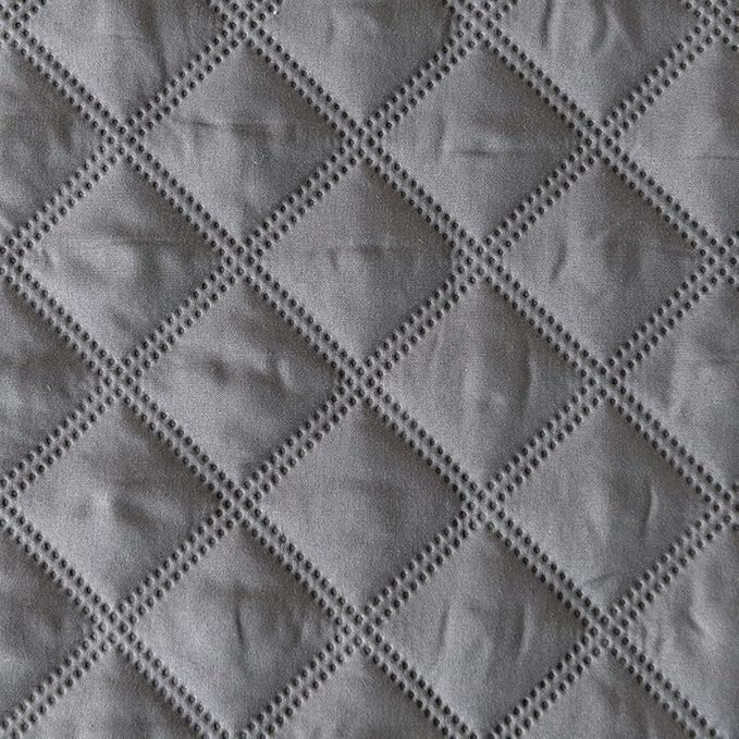 jejeloiu Grey Quilted Mattress Pad, 100% Waterproof Breathable Full Bedding Fitted Sheet Mattress Protector 14" Deep Pocket Cotton Snow Down Alternative Filling Mattress Cover (Full,Grey)