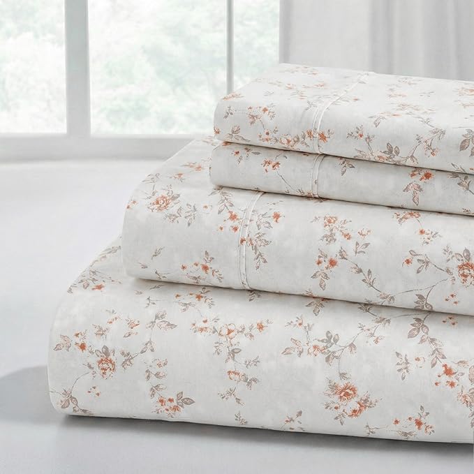 Modern Threads Silky Soft Microfiber and Wrinkle Free Sheets - Luxurious Microfiber Bed Sheets Includes Flat Sheet, Fitted Sheet with Deep Pockets, & Pillowcases Kashmir Rose Clay, Twin