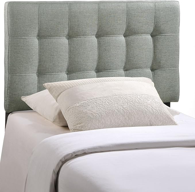 Modway Lily Tufted Linen Fabric Upholstered Twin Headboard in Gray